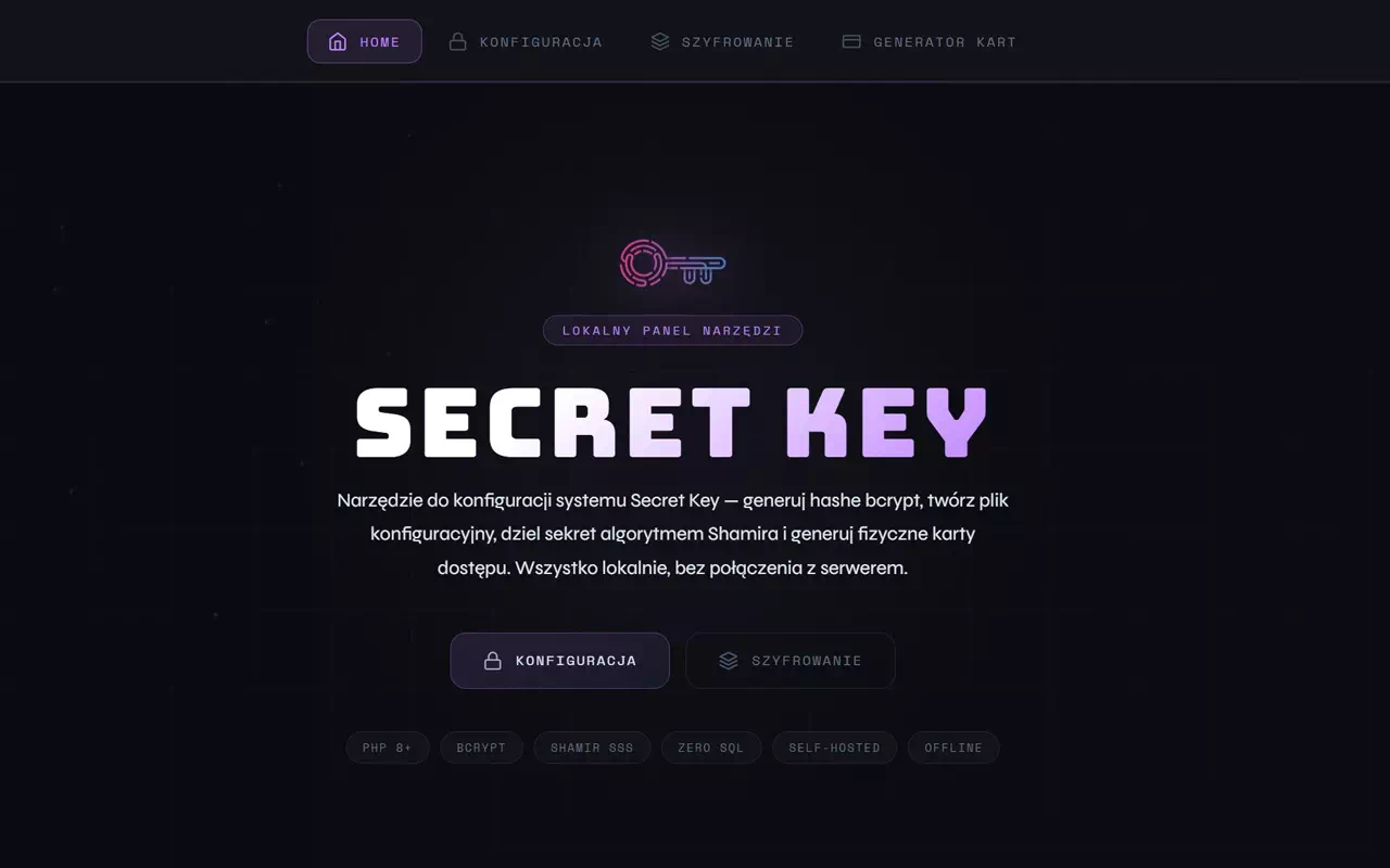 Widok główny dashboard.html z widocznymi czterema zakładkami nawigacyjnymi